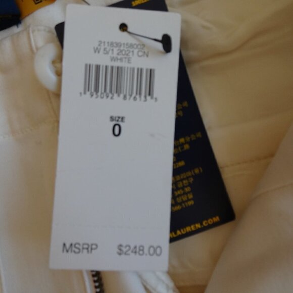 POLO RALPH LAUREN Wide Leg Pants Size 0 Ivory Cotton Blend Cargo Wear To Work - Picture 11 of 13
